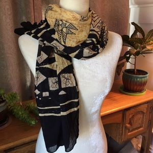 Beautiful Beaded Black & Gold Long Scarf